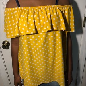 Polkadot off the shoulder shirt